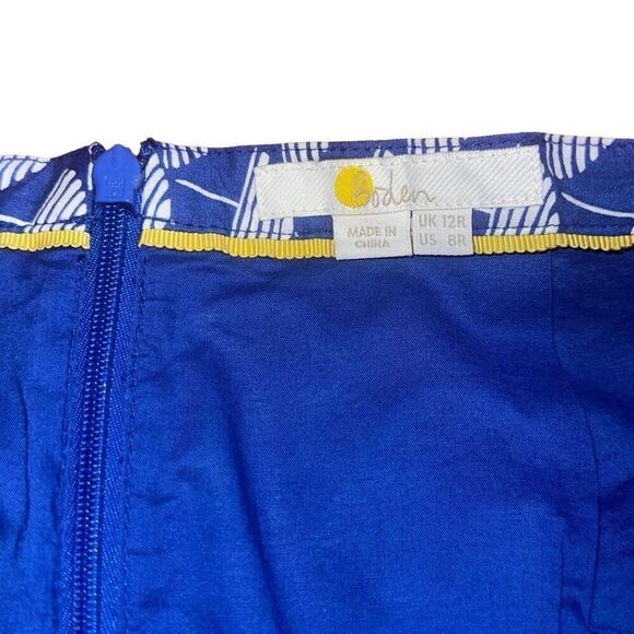 Boden British PRINTED COTTON A-LINE SKIRT w pockets Klein Blue Parasol US 8 - Picture 2 of 10